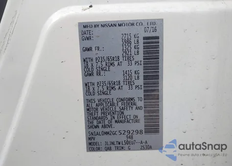 2016 Infiniti Qx60 из США, поврежденный, VIN 5N1AL0MM2GC529298